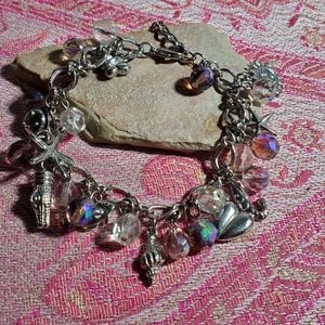 Silvertone Sunny Summer Beach Theme Charm Bracelet